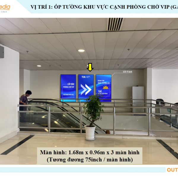 Màn hình LED khu vực Scan, phòng chờ ga đi quốc nội sân bay Tân Sơn Nhất