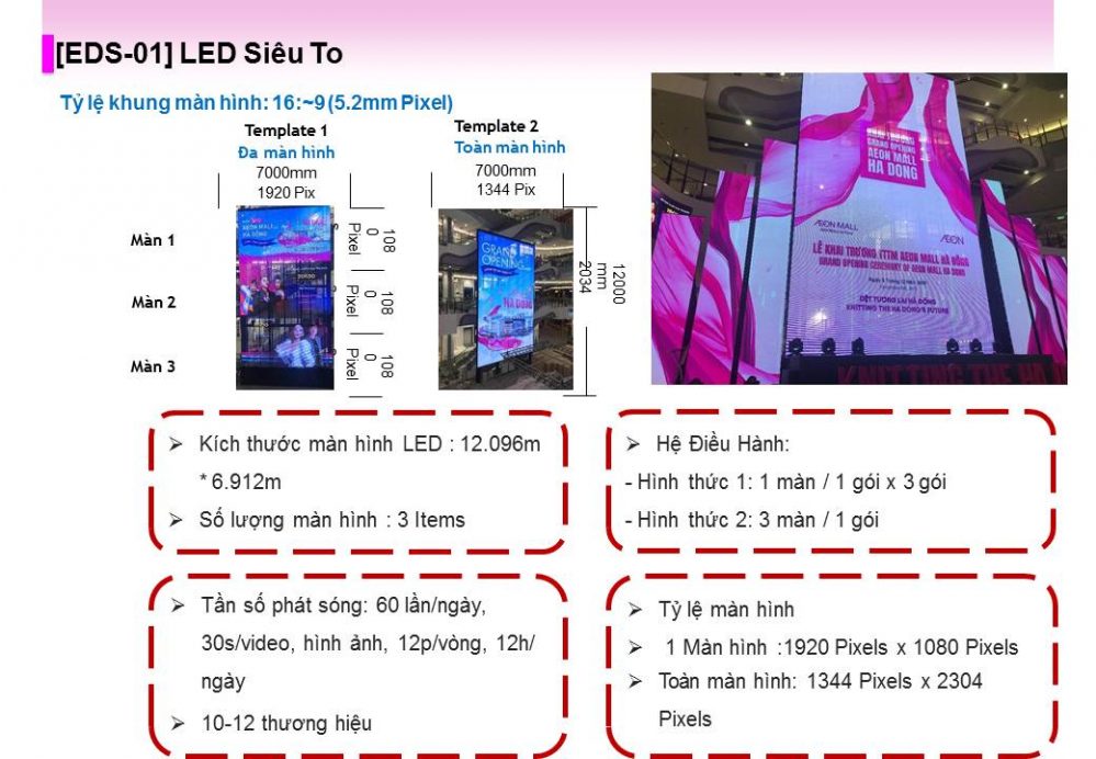 [EDS-01] màn hình LED quảng cáo Siêu To tại Aeon Mall Hà Đông