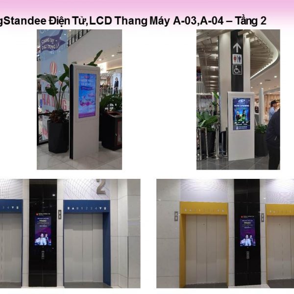 Hệ Thống Standee Điện Tử, LCD Thang Máy A-03,A-04 tại Aeon Mall Hà Đông, Hà Nội