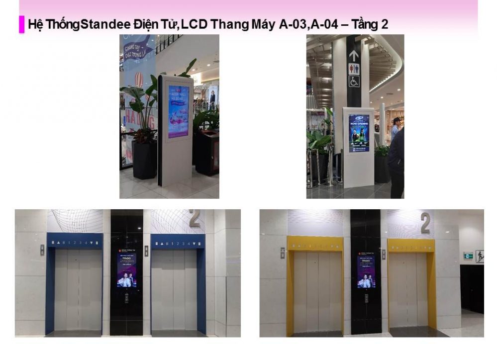 Hệ Thống Standee Điện Tử, LCD Thang Máy A-03,A-04 tại Aeon Mall Hà Đông, Hà Nội