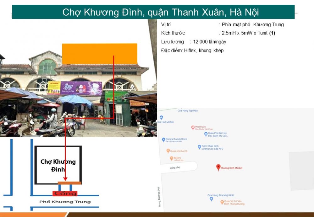 Biển quảng cáo chợ Khương Đình, quận Thanh Xuân, Hà Nội