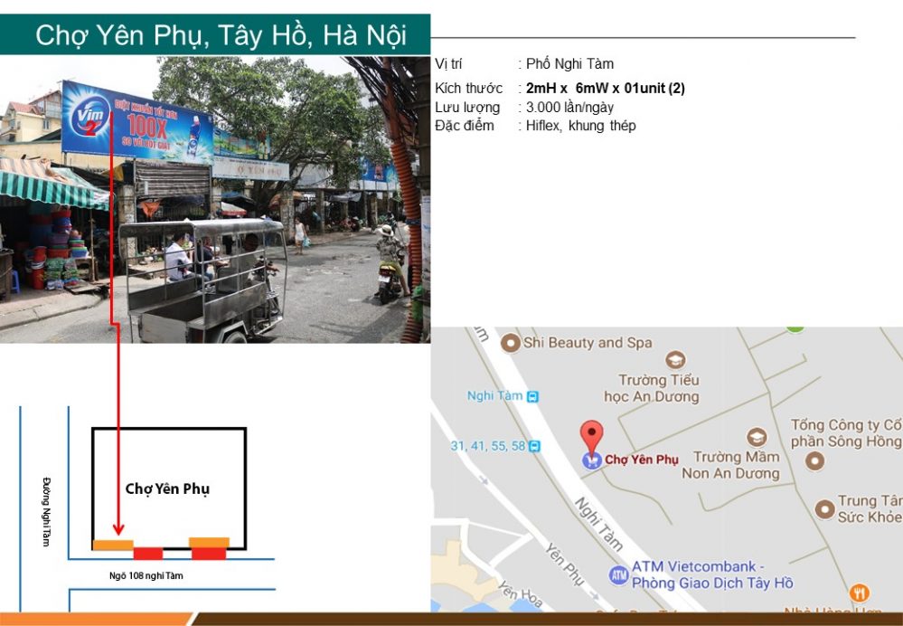 Biển quảng cáo chợ Yên Phụ, Tây Hồ, Hà Nội
