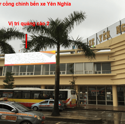 Pano quảng cáo tại tòa nhà bến xe Yên Nghĩa, Hà Nội